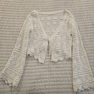 moon & madison Cream Crochet Cardigan